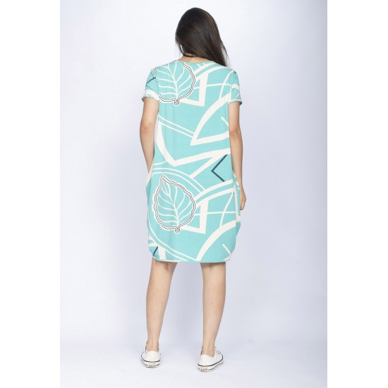 Vestido Curto Malha Amplo Always Estampa Aqua Flora
