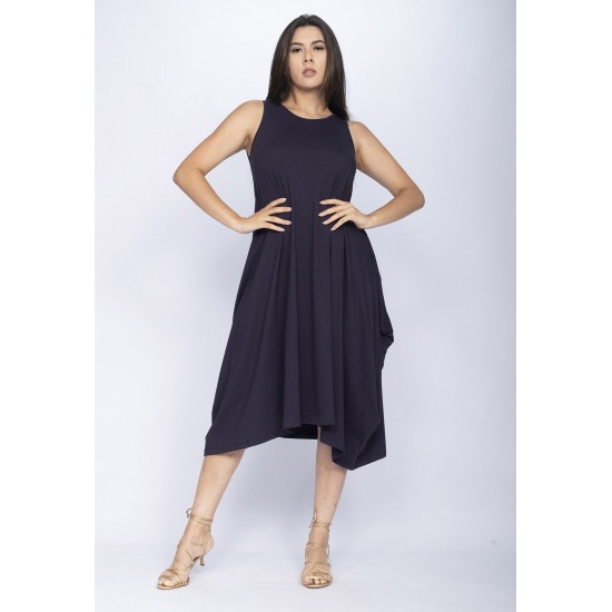 Vestido Saruel Regata Malha Azul Marinho