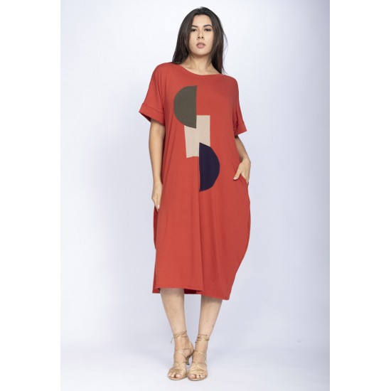 Vestido Amora Malha Midi Plus Vermelho