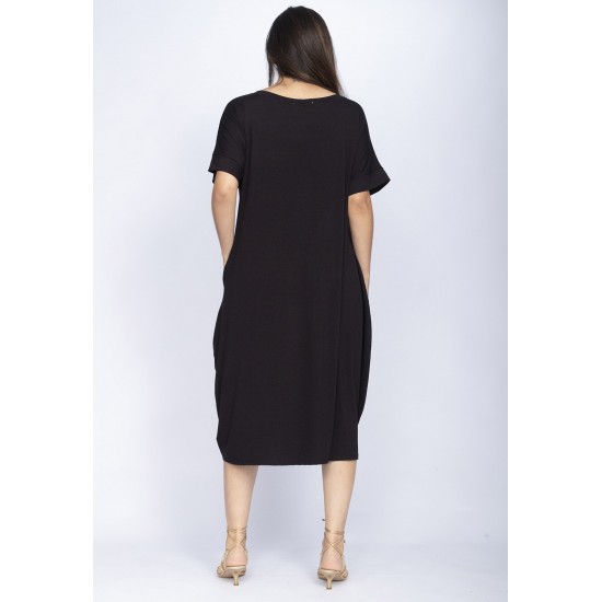 Vestido Amora Malha Midi Plus Preto