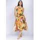 Vestido Midi Amazó Alça Fina Estampa Flowers & Tucanos