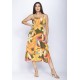 Vestido Midi Amazó Alça Fina Estampa Flowers & Tucanos