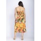 Vestido Midi Amazó Alça Fina Estampa Flowers & Tucanos