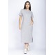 Vestido Midi Easy Algodão Manga Curta Mescla