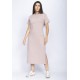 Vestido Midi Easy Algodão Manga Curta Rosa Malva