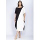 Vestido Midi Malha Amplo Bicolor Preto e Branco