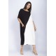 Vestido Midi Malha Amplo Bicolor Preto e Branco