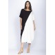 Vestido Midi Malha Amplo Bicolor Preto e Branco