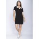Vestido Curto Com Manga Polo Preto