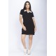 Vestido Curto Com Manga Polo Preto
