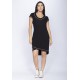 Vestido Mullet Malha Transpassado com Detalhe Branco Preto