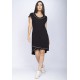 Vestido Mullet Malha Transpassado com Detalhe Branco Preto