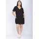 Vestido Curto Gola V Viscose com Bolso Preto
