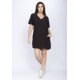 Vestido Curto Gola V Viscose com Bolso Preto