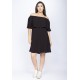 Vestido Curto Cabiúna Viscose Ombro a Ombro Babados Preto