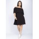 Vestido Curto Cabiúna Viscose Ombro a Ombro Babados Preto