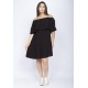 Vestido Curto Cabiúna Viscose Ombro a Ombro Babados Preto