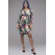 Vestido Curto Viscose Balli Manga Ampla Estampa Encanto Botânico