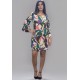 Vestido Curto Viscose Balli Manga Ampla Estampa Encanto Botânico