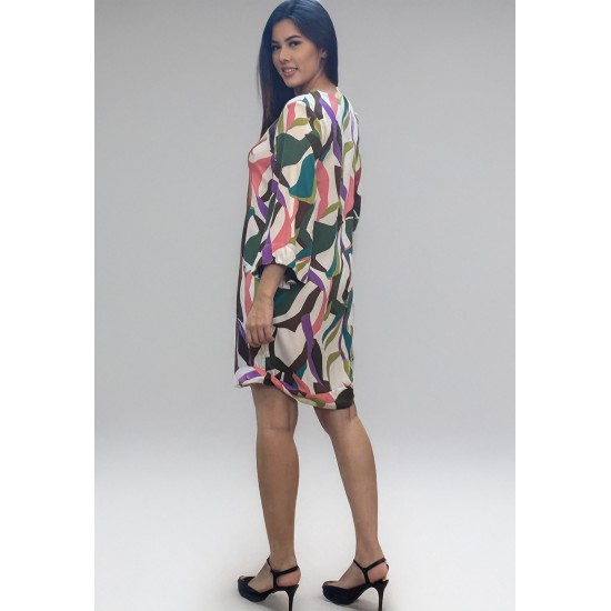 Vestido Curto Viscose Balli Manga Ampla Estampa Encanto Botânico
