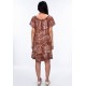 Vestido Curto Malha Mullet Ombro a Ombro Amplo Estampa Palmas da Terra