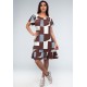 Vestido Curto Malha Mullet Ombro a Ombro Amplo Estampa Santa Rosa do Tocantis