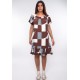 Vestido Curto Malha Mullet Ombro a Ombro Amplo Estampa Santa Rosa do Tocantis