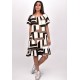 Vestido Curto Malha Mullet Ombro a Ombro Amplo Estampa Igaci
