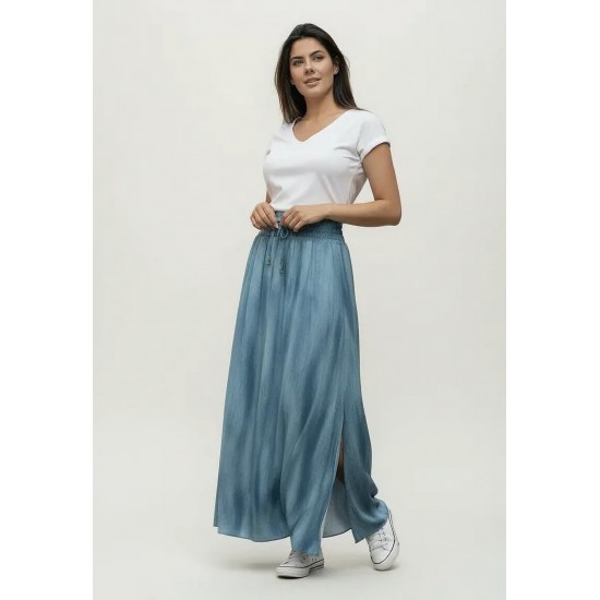 Saia Longa Viscose Tie Dye Blue