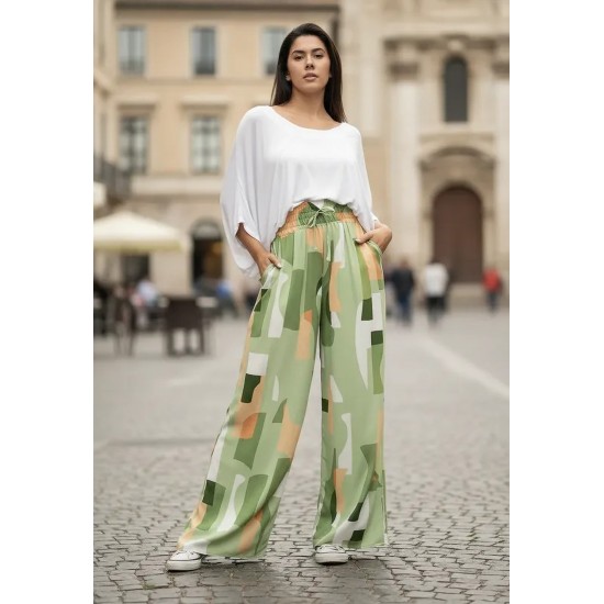 Calça Pantalona Elastic Estampa Oliveira Organic