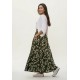 Saia Longa Viscose Folhagem Serena Musgo