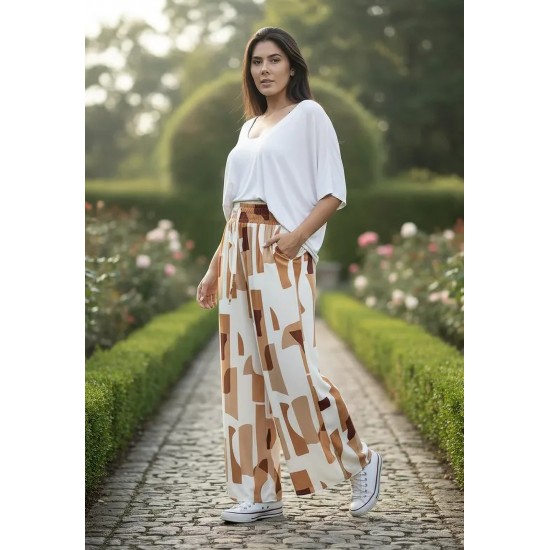 Calça Pantalona Elastic Estampa Nozes Organic