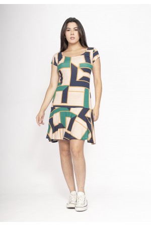 Vestido Aiyra Curto Malha Estampa Chapada de Areia