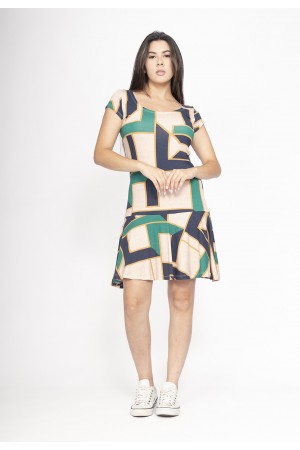 Vestido Aiyra Curto Malha Estampa Chapada de Areia