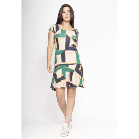 Vestido Aiyra Curto Malha Estampa Chapada de Areia