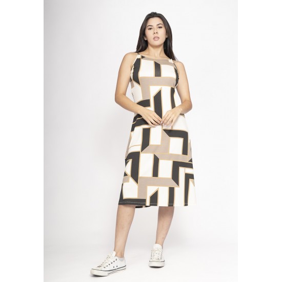 Vestido Aimara Curto Trapézio Malha Estampa Igaci