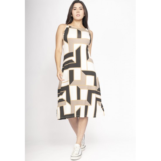 Vestido Aimara Curto Trapézio Malha Estampa Igaci