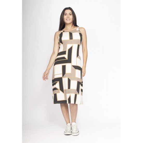 Vestido Aimara Curto Trapézio Malha Estampa Igaci