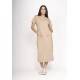 Vestido Midi Algodão Manga Curta 02 Bolsos Areia Serena