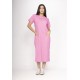 Vestido Midi Algodão Manga Curta 02 Bolsos Rosa Vitória-Régia