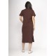 Vestido Midi Algodão Manga Curta 02 Bolsos Cacau Nativo