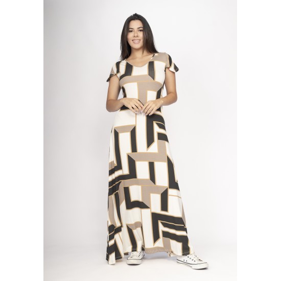 Vestido Amanara Longo Malha Estampa Igaci