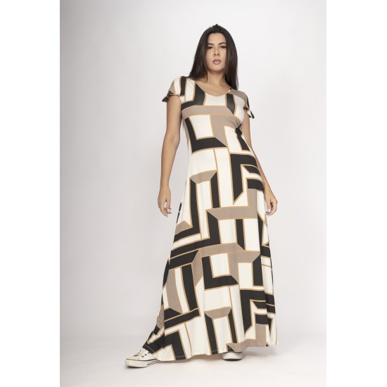 Vestido Amanara Longo Malha Estampa Igaci