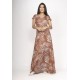 Vestido Amanara Longo Malha Estampa Palmas da Terra