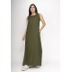 Vestido Longo Linho com Viscose com Bolso Verde