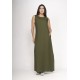 Vestido Longo Linho com Viscose com Bolso Verde