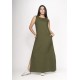 Vestido Longo Linho com Viscose com Bolso Verde