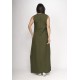 Vestido Longo Linho com Viscose com Bolso Verde