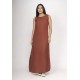 Vestido Longo Linho com Viscose com Bolso Terracota