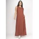 Vestido Longo Linho com Viscose com Bolso Terracota